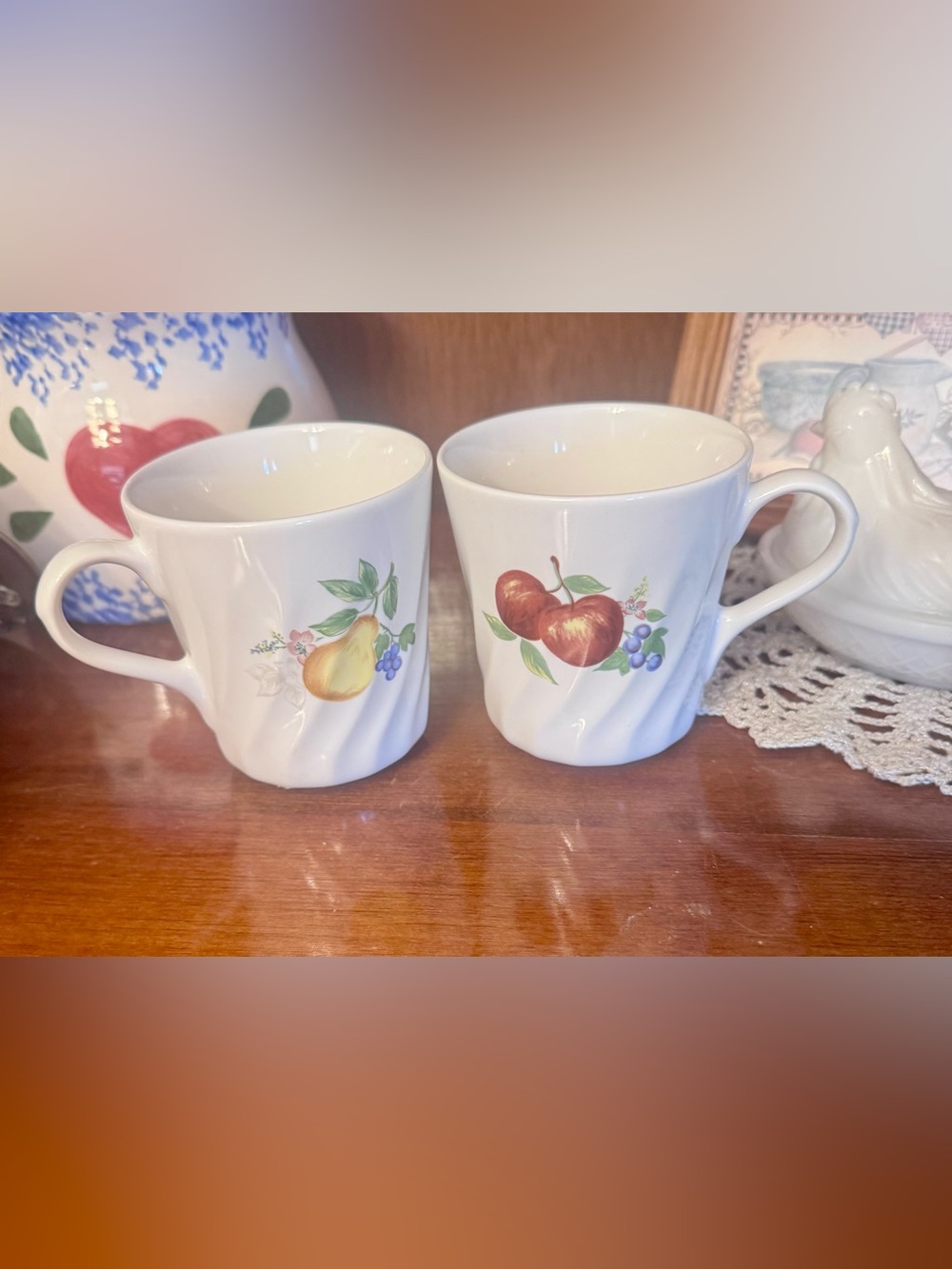 Vintage Corelle by Corning Ware stoneware coffee mugs  (Set of 2)